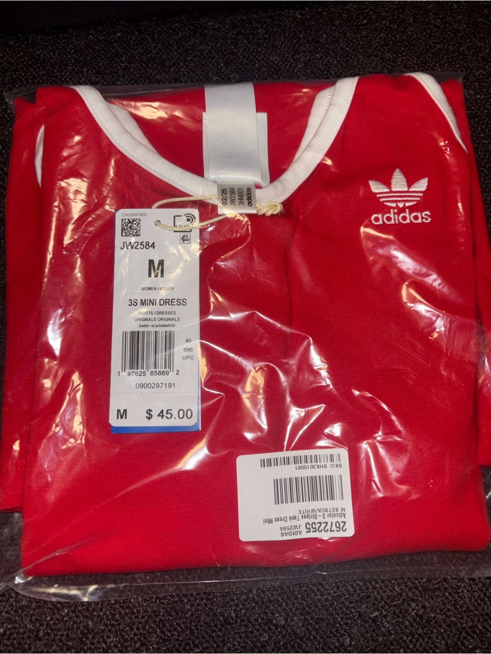 adidas 3 stripe Red Tank mini Dress - Picture 7 of 7